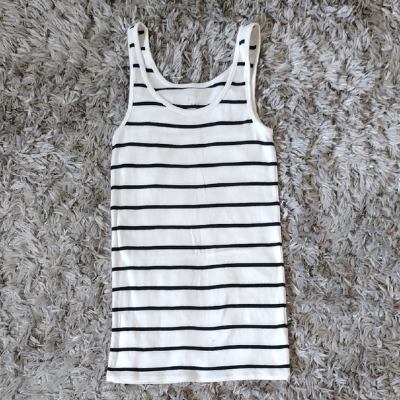 Striped White and Black Tank Top - Picture 1 of 5